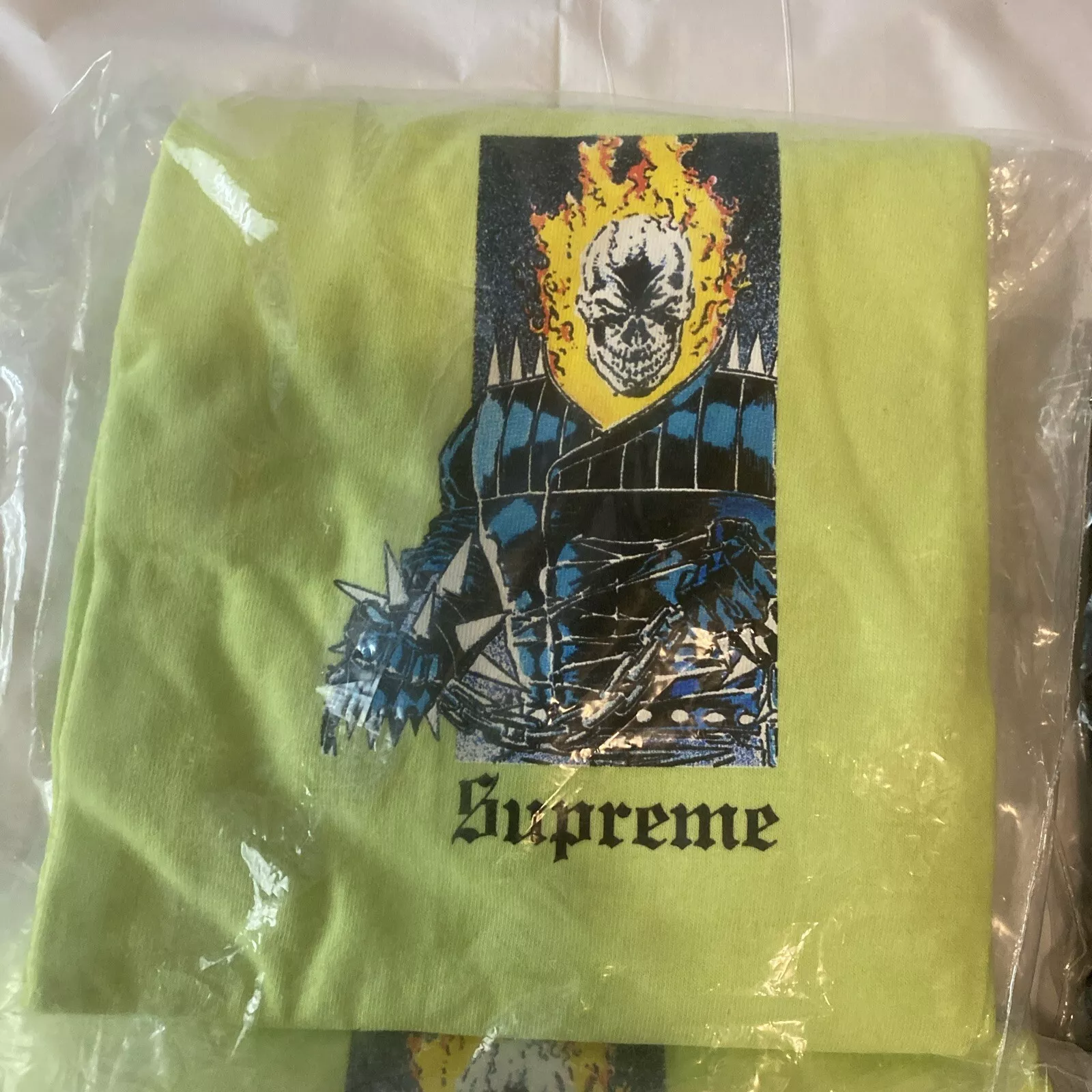 T shirt AUTHENTIQUE Supreme NY SS19 GHOST RIDER NEUF   VERT NÉON moyen
