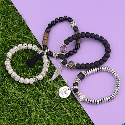 4 Stck./Set Anhänger Perlen Böhmische Armbänder Frauen Lavastein Armband Armbänder - Bild 17 von 28