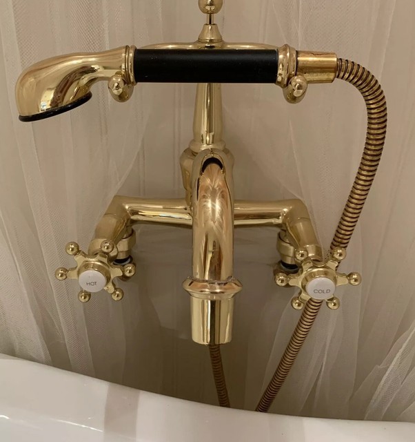 Kohler Antique Brass Faucet With Handheld Shower For Sale Online