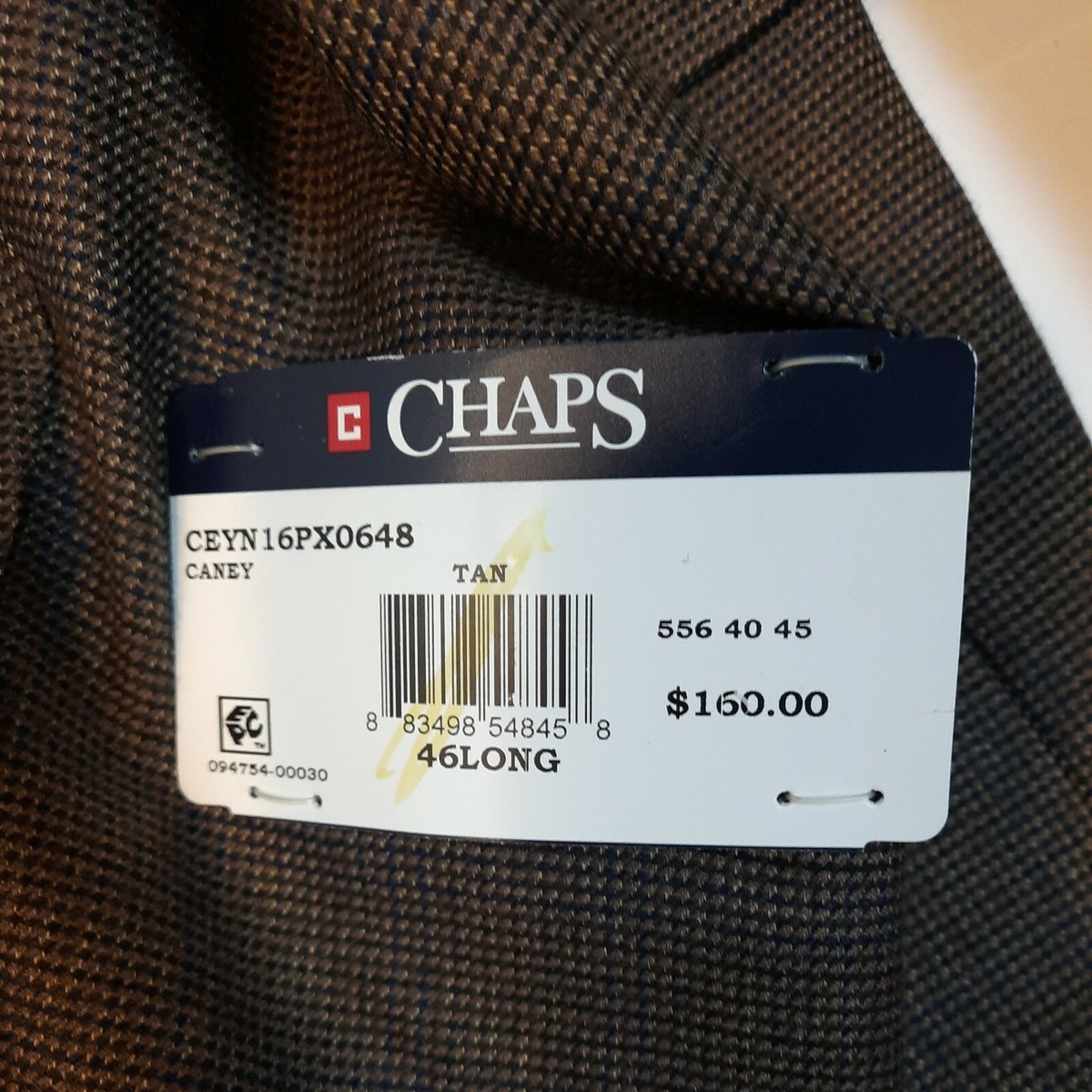 Chaps Stretch Sportcoat Size 46 Long New Caney Tan new with tags