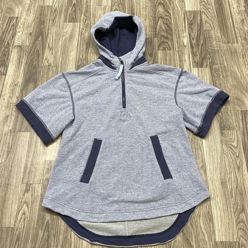 LULULEMON Short Sleeve Pullover Blue Hooded Sweatshirt Hoodie Girl's Size 10 - Picture 2 of 7
