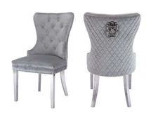 Simba Velvet Dining Chair (Set of 2) - Light Gray