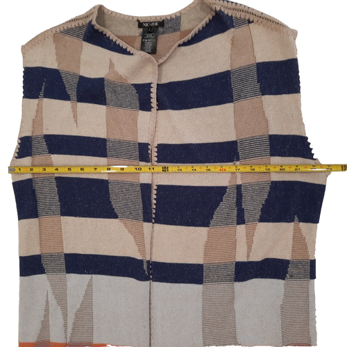 NIC + ZOE Large Striped Knit Open Front Sleeveless Long Duster Cardigan - Picture 6 of 9