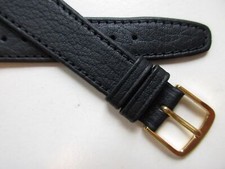 Black WATERPROOF plain 18 MM leather 1980's watch band strap