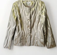 Danillo Women's 14 Blazer Jacket Champagne Metallic Fabric Button NWD NEW
