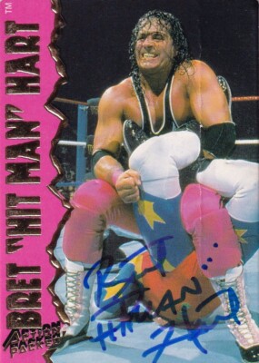 Bret Hitman Hart Signed 1995 WWF Action Packed Wrestling Trading