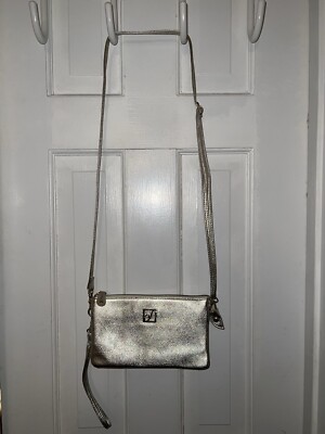 NWOT Stone Mountain Purse Clutch Cross Body Metallic Gold Removable Strap