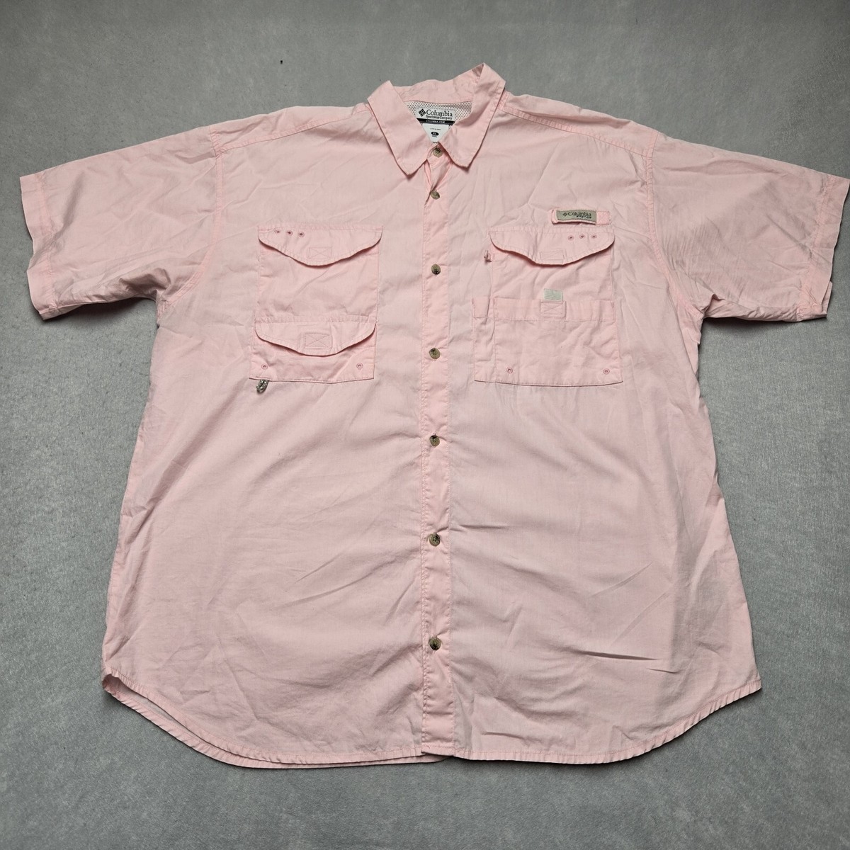 Columbia PFG Men's XL Button Down Shirt Adult Pink Fishing