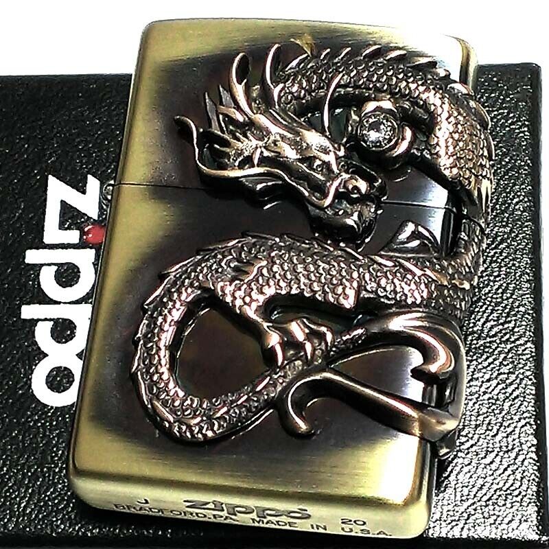 Zippo Dragon Metal 2 Sides 3D Processing Antique Gold Brass Zippo Dragon Metal 2 Sides 3D Processing Antique Gold Brass