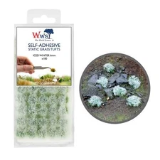 WWS Static Grass Tufts x 100 – Iced Winter, 6mm – Model Railway Wargame Scenery