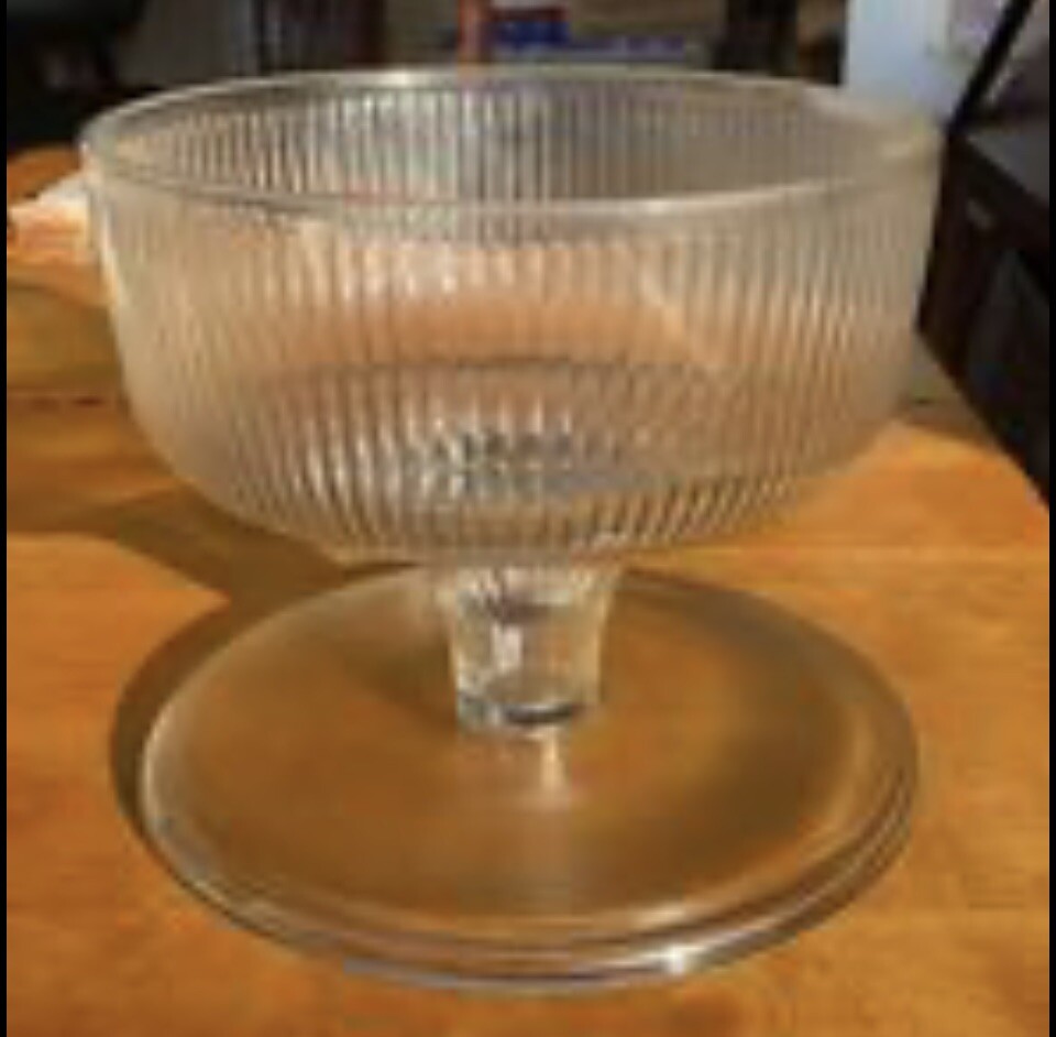 Anchor Hocking Monaco 2Piece Clear Glass Domed Cake Stand Punch Bowl w