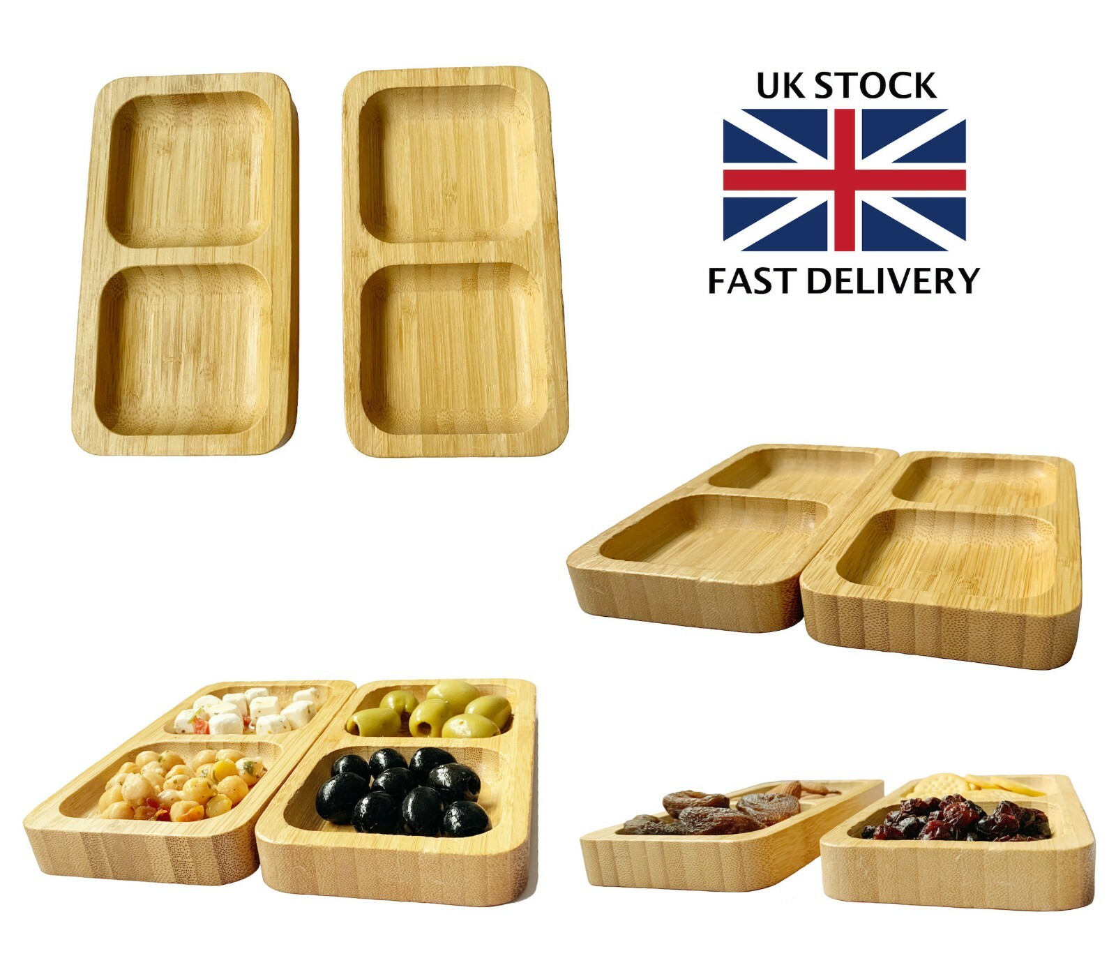 Snack Tray Set  (Set of 2) - Sauce Dishes Set - Party Food Platters Nibbles Dish