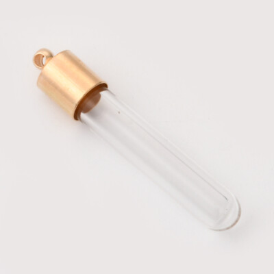 Glass Vial Pendant Bottle Charm Test Tube Jewelry Making Empty 34mm DIY