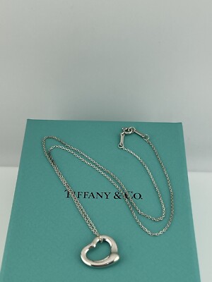 Tiffany & Co. 925 Sterling Silver Open Heart Elsa Peretti Necklace