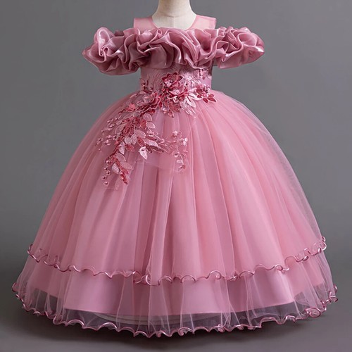 Girls Party Dress Elegant Tulle Princesses Dress Kids Birthday Parties Gown - Picture 29 of 31