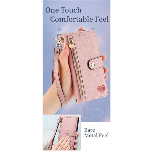 Crossbody Lanyard Case For Google Pixel 7A 7 6 Pro 7 Leather Wallet Zipper Cover - Picture 4 of 23