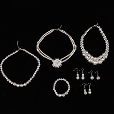 1Set Vintage Womens Bride Wedding Jewelry Set Faux Pearl Wedding Party Jewelry