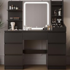 Dressing Table Vanity Desk with LED Mirror Adjustable Brightness Modern Vanity