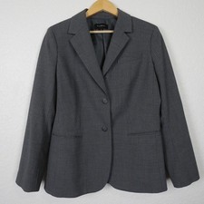Talbots Women's Wool Blazer SZ 12 Gray Pinstripe Lined Career Jacket Office Work