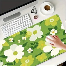 40 90cmLarge Rectangular Floral Desk Mat-Non-Slip Rubber Base Surface,Green