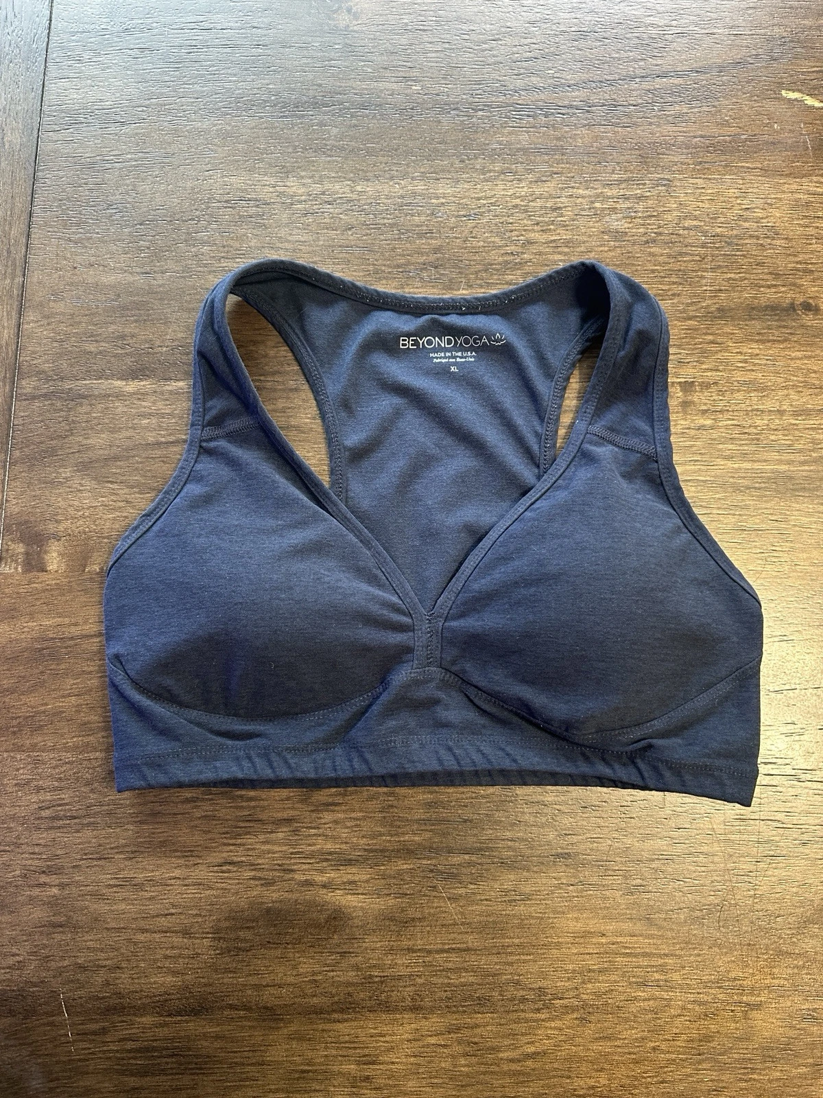 beyond-yoga spacedye lift your spirits heathered navy tank-bra