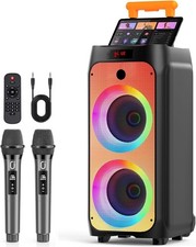 Karaoke Machine with 2 Wireless Microphones, Big Bluetooth Karaoke Speaker with