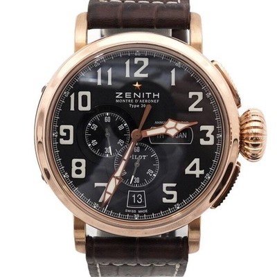 Zenith Pilot Type 20 Jahreskalender 48 mm Automatik Lederband Herren 155790443