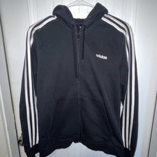 Women  s Adidas, Black Tracksuit Top Jacket Hooded Large 16-18 W/ Pockets B20