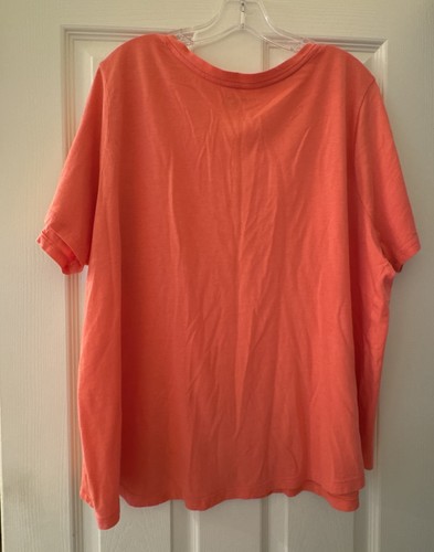 Women’s Terra & Sky SZ 2X Orange V-Neck T-Shirt Short Sleeve Cotton Blend - Picture 7 of 7