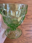 Vintage Green Uranium / Vaseline Jeanette Cubist / Cube Footed Tumbler ~4.5x3.5”