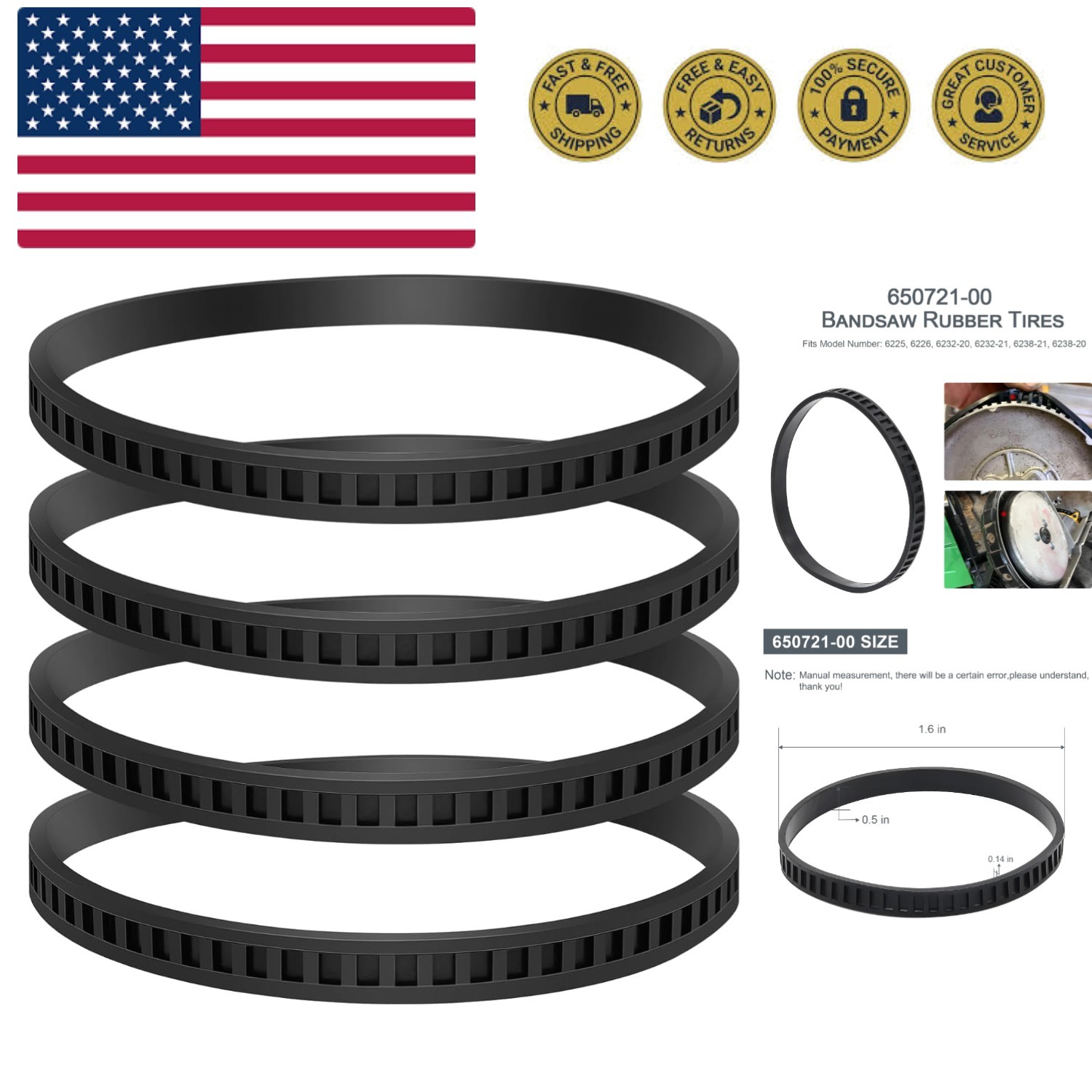 Rubber Tires For Dewalt- High-grip Durable Replacement, Fit.