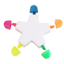 Star Shaped Highlighter Pen Chisel Tip Marker Pen 5 Assorted Colors NEW