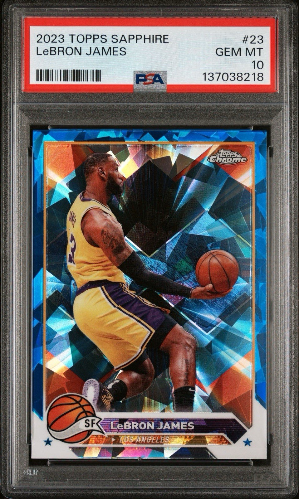 Topps 2023-24 Chrome Sapphire LeBron James #23 Lakers PSA 10