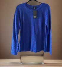 JONES NEW YORK Womens Large Caspan Blue Soft Signature Knit Pullover Sweater NEW