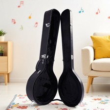 Banjo Hardshell Case Fits 5/6-String - Lockable Contoured Padded Black