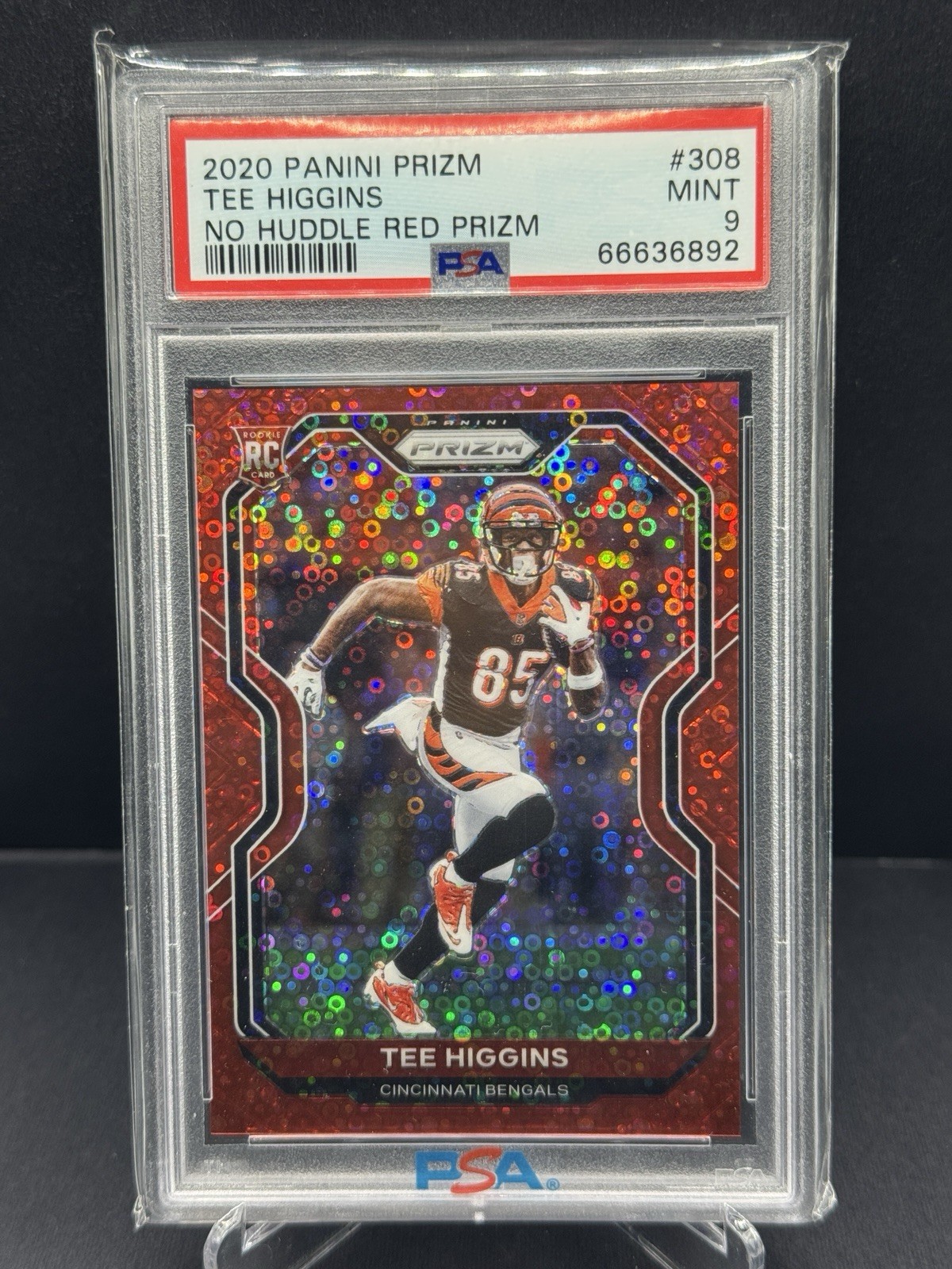 2020 Panini Prizm No Huddle Red Prizm /50 Tee Higgins #308 PSA 9