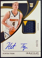 HUNTER TYSON 2023-24 Panini Immaculate Collection Rookie Patch Autograph 51/99