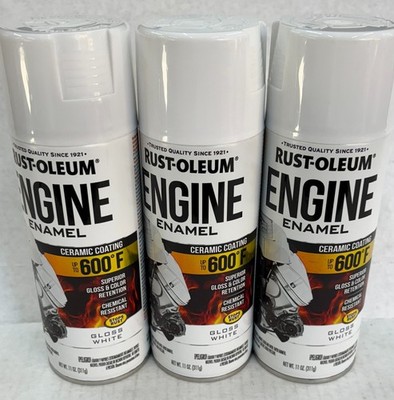 LOT OF (3) RUSTOLEUM 366430 GLOSS WHITE ENGINE ENAMEL CERAMIC COATING UP TO 600º