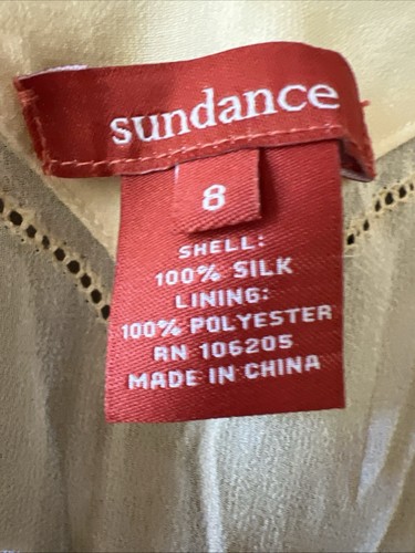 Vestido Sundance Amarillo Pálido Seda Aleta Talla 8 Nuevo - Imagen 6 de 6