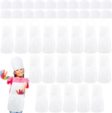 40 Pcs DIY Kids Apron and Chef Hat Set Including 20 Pcs Children White Apron 20