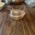 Depression Glass Style Hen On A Basket Candy Dish Pink In Color Vintage 1930s