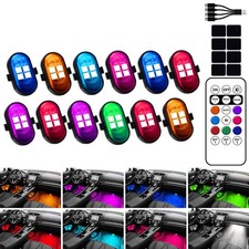 Rechargeable Wireless LED Car Lights, 8 Colors, Remote Control, 12H Battery Life