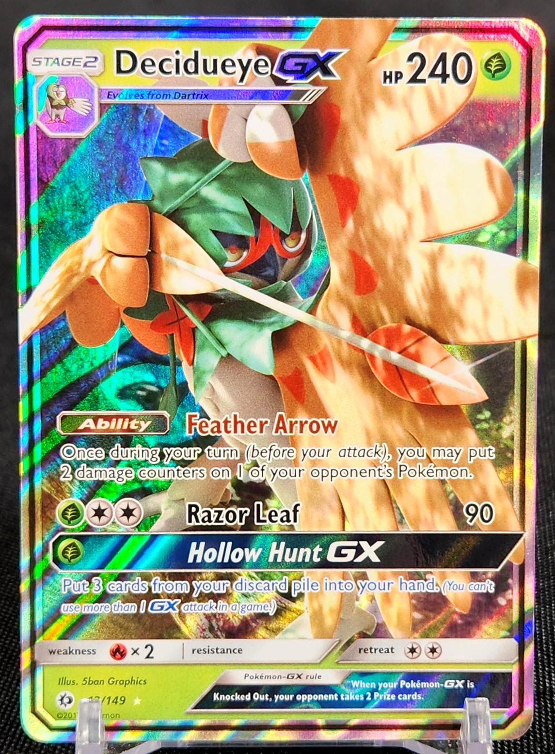 Decidueye GX 12/149 Sun & Moon Base Set Holo Ultra Rare Pokemon Card