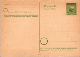 Dr Jim Stamps Germany Soviet Zone 1945 Provinz Sachsen 5Pf Postal Card