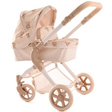 Roma Prams: Teddy Single Doll Pram - Beige & Bear, Convertible 2-In-1, Kids 3+