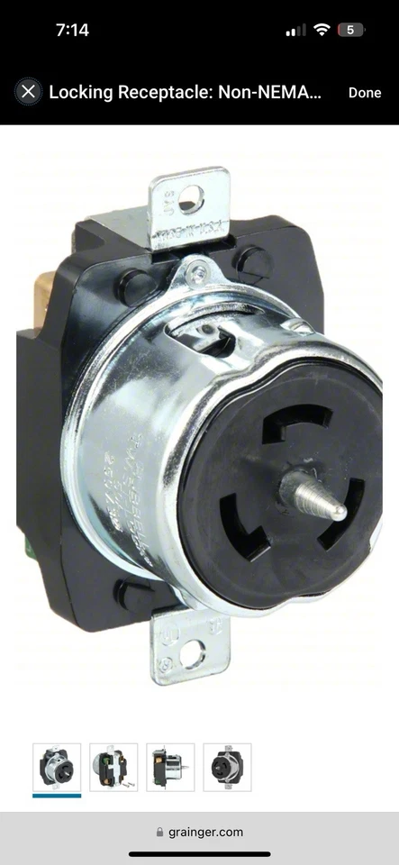 Hubbell CS8369 Locking Receptacle: Non-NEMA 50 A, 250V AC, ,3 Poles - Image 3 of 3