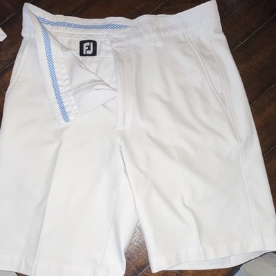 FootJoy Men's Golf Shorts White Solid Stretch Twill Flat Front Pockets Waist 32''
