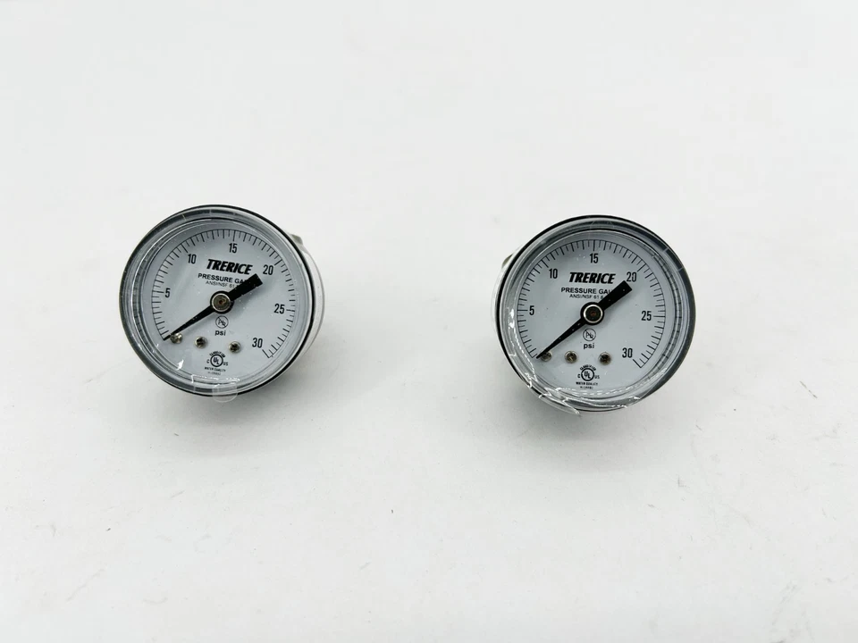 Lot of 2 New Trerice 800B1501BA30 Pressure Gauges 800B 1-1/2" 0-30psi 1/8" CBM - Image 3 of 4