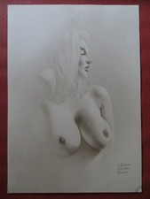 Original Gemälde oil dry brush ,erotische Zeichnung, nude painting, femme nu A3