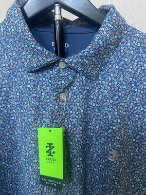 IZOD Men s Golf Swing Flex Elite Floral Collared Short Sleeve Polo Shirt NWT  XL